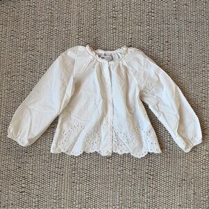 Zara White Eyelet Kids Top